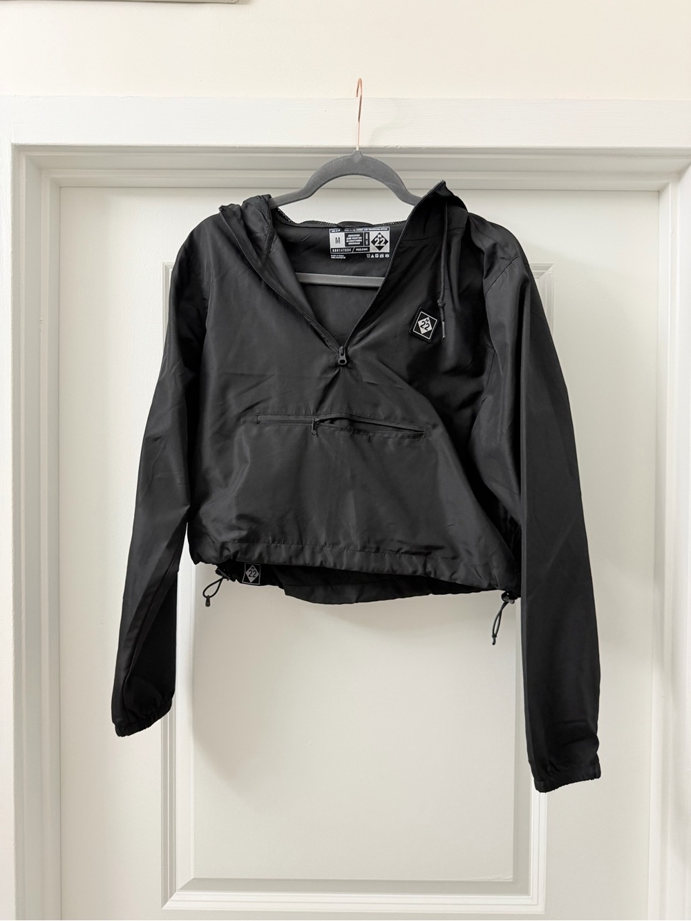 Black Cropped M22 Pullover Rain Jacket